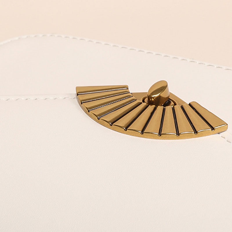 Túi Đeo Vai Một Bên Vai Có Khóa Hình Quạt Phong Cách niche Cổ Điển Dành Cho Bạn Nữ