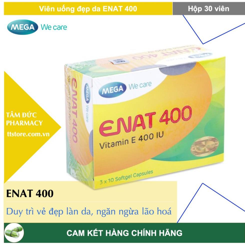 ENAT 400 - Mega We Care [Hộp 30 viên] - Viên uống Vitamin E 400UI giúp da căng mịn, chống oxy hoá | Thế Giới Skin Care