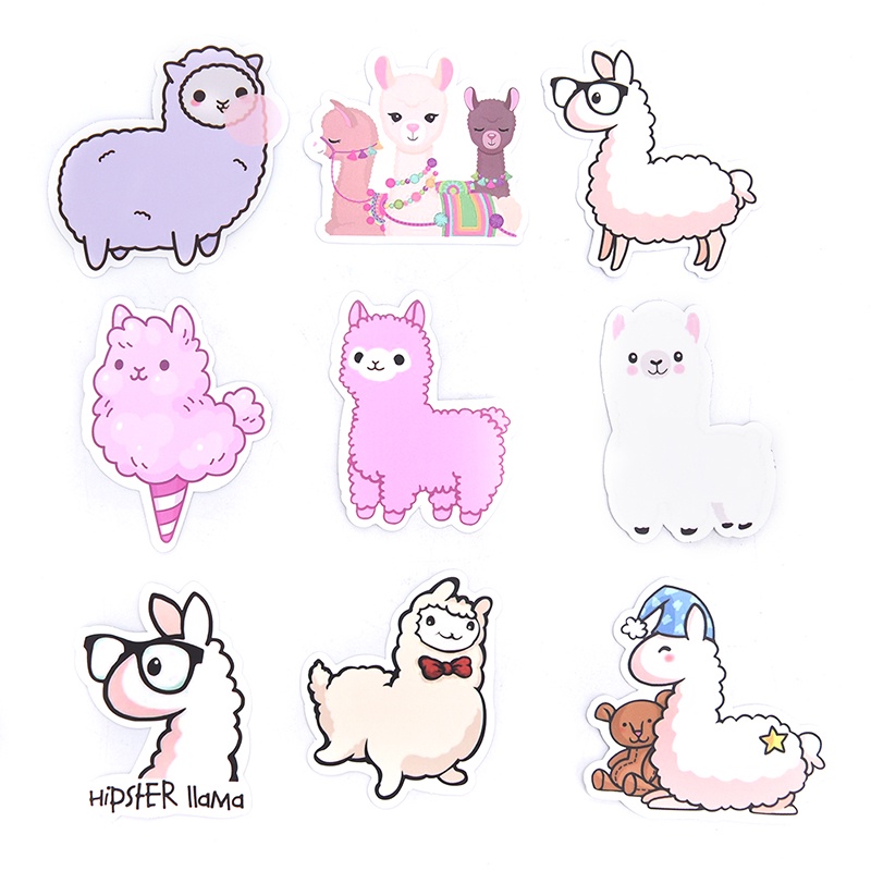 Bộ 50 Miếng Dán Trang Trí Laptop Vali Hình Lạc Đà Alpaca Dễ Thương
