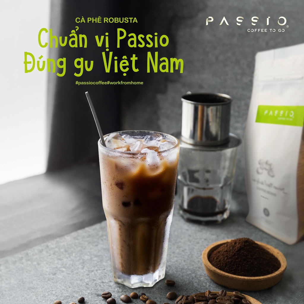 Cà phê Robusta dạng Bột (pha phin) nguyên chất 100% rang mộc - Passio Coffee (250g)