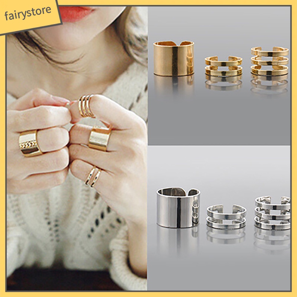 Bộ 3 nhẫn đeo đốt ngón tay kiểu dáng thời trang cho nữ