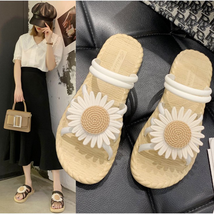 Dép Hoa Cúc,Dép Nhựa Xịn, Dép Nữ, Dép Quai Ngang, Dép Lê Sandal Hoa Daisy- DTMStore