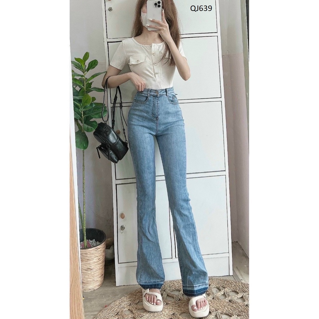 Quần jeans ống pass dáng cao - ống dài QJ639