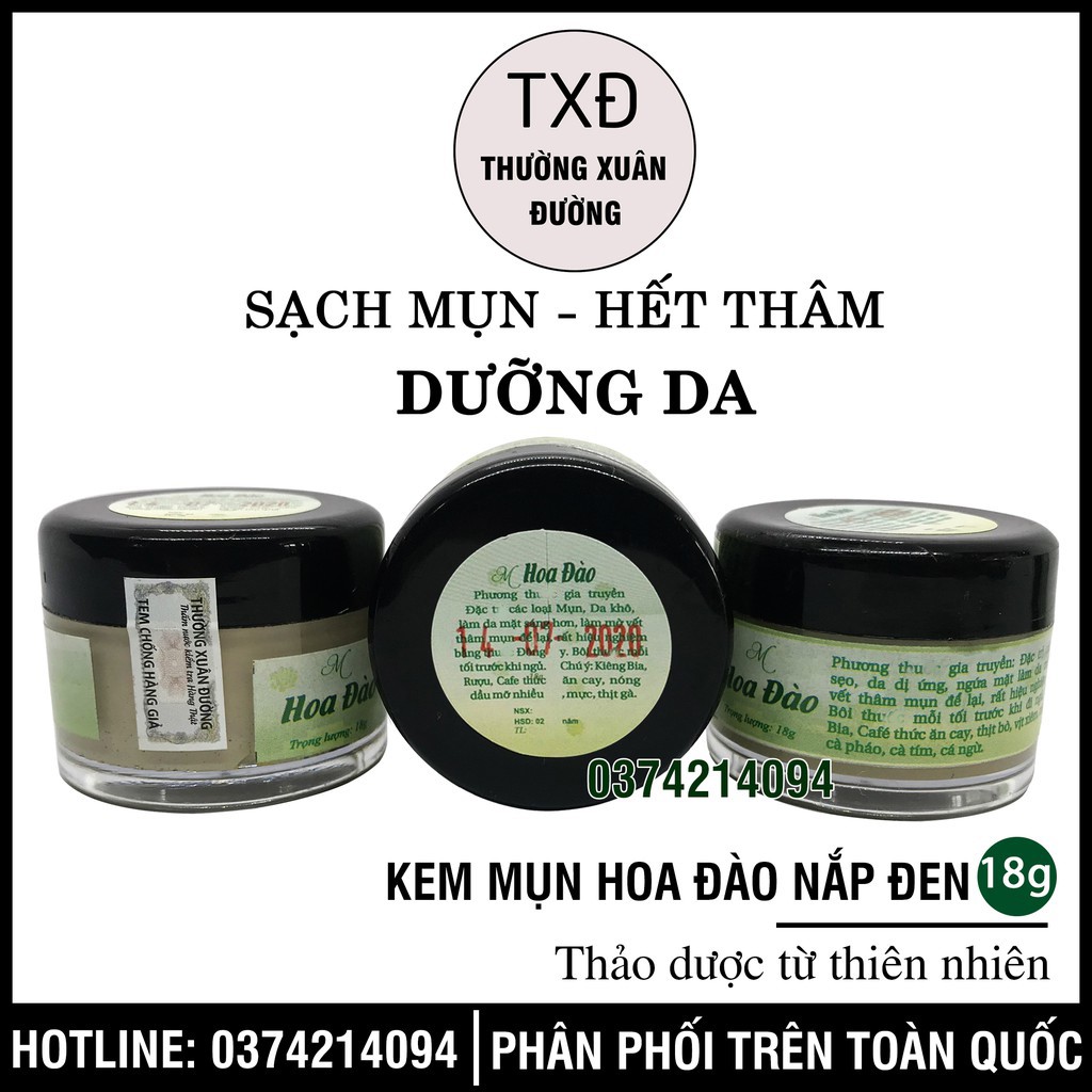 Kem mụn dưỡng da Hoa Đào nắp đen 18g