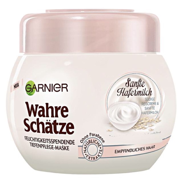 Kem ủ tóc Garnier Wahre Schatze sữa yến mạch dành cho tóc nhạy cảm - Hàng xách tay Đức