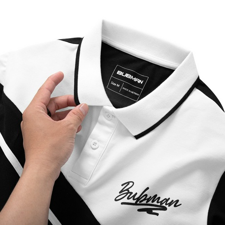 Áo Thun polo Nam Tay Ngắn KSM Store có cổ vải Cotton dày mịn Rẻ Đẹp Đen Phối Trắng PL719