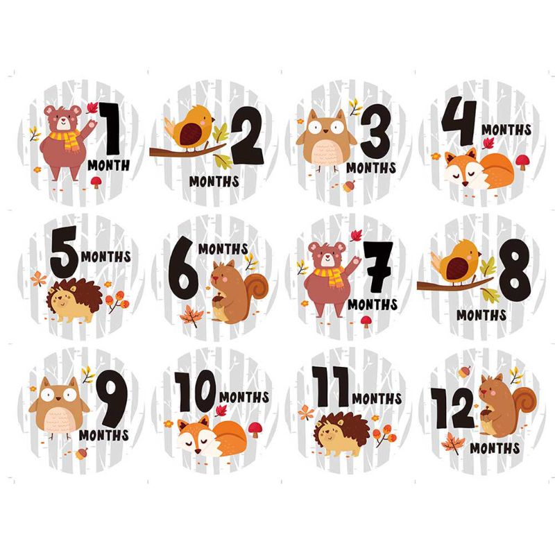 Sticker Đánh Dấu Cột Mốc Phát Triển Theo Tháng Cho Mẹ Bầu Và Bé Sơ Sinh 1-12 Tháng Tuổi