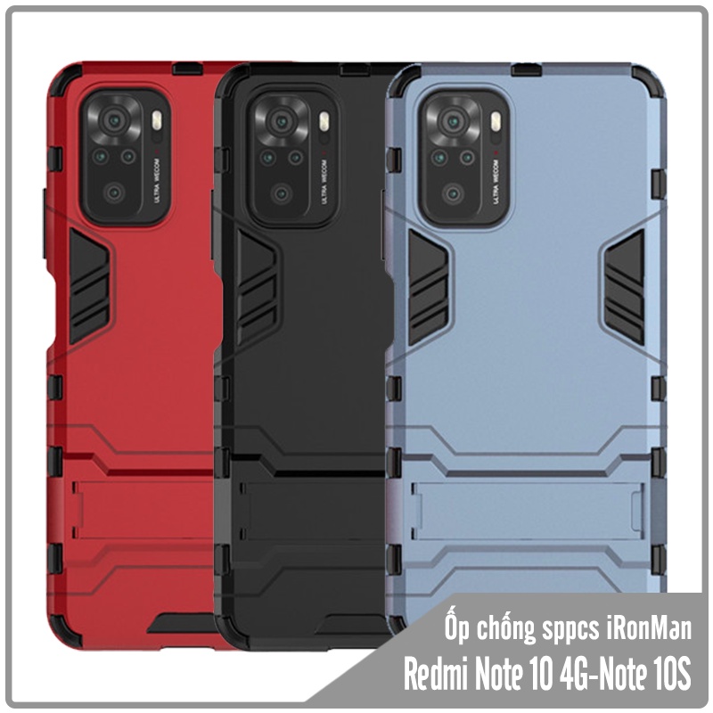 Ốp lưng cho Redmi Note 10S - Redmi Note 10 4G iRON - MAN Nhựa PC cứng viền dẻo chống sốc