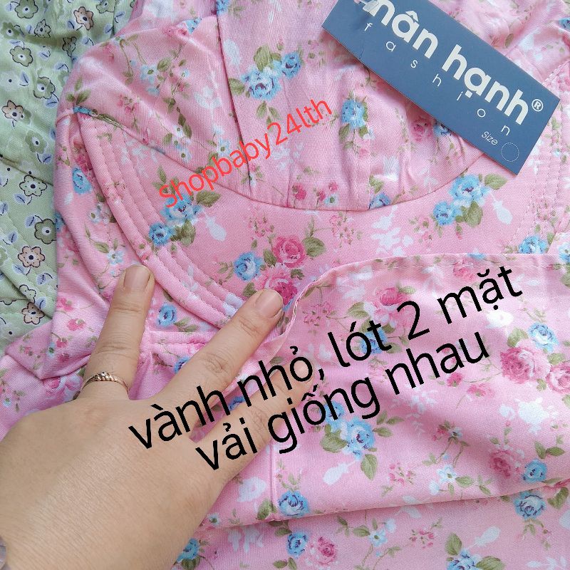 Nón mũ vành nhỏ nhiều bông hoa, khẩu trang chống nắng vải cotton cố định bằng miếng dán, vải đẹp, bền đẹp thời trang
