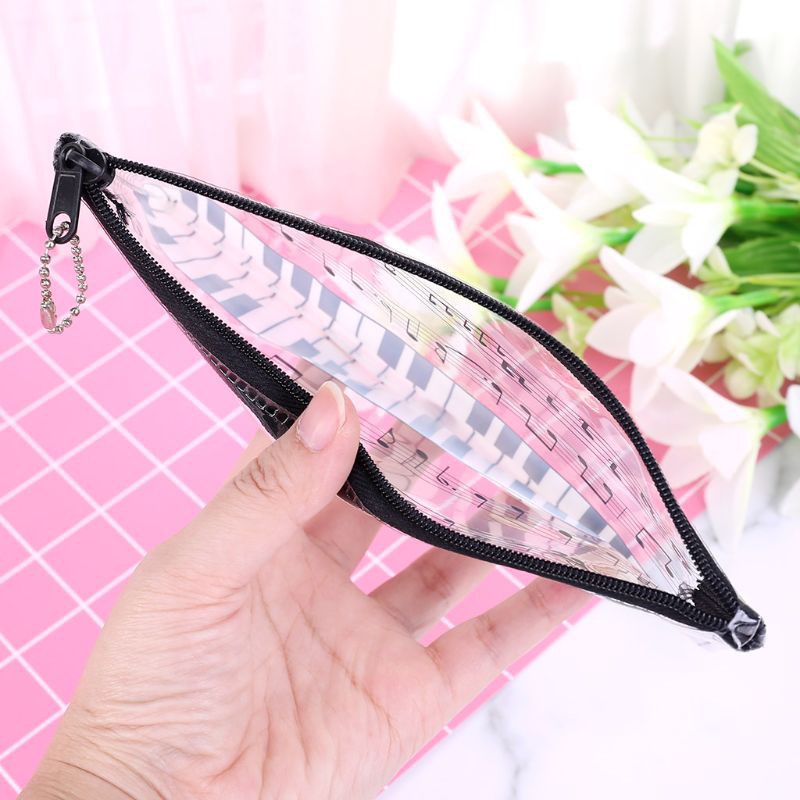 YOUYO Hộp Đựng Bút Nhựa Trong Suốt In Hình Nốt Nhạc Độc Đáo