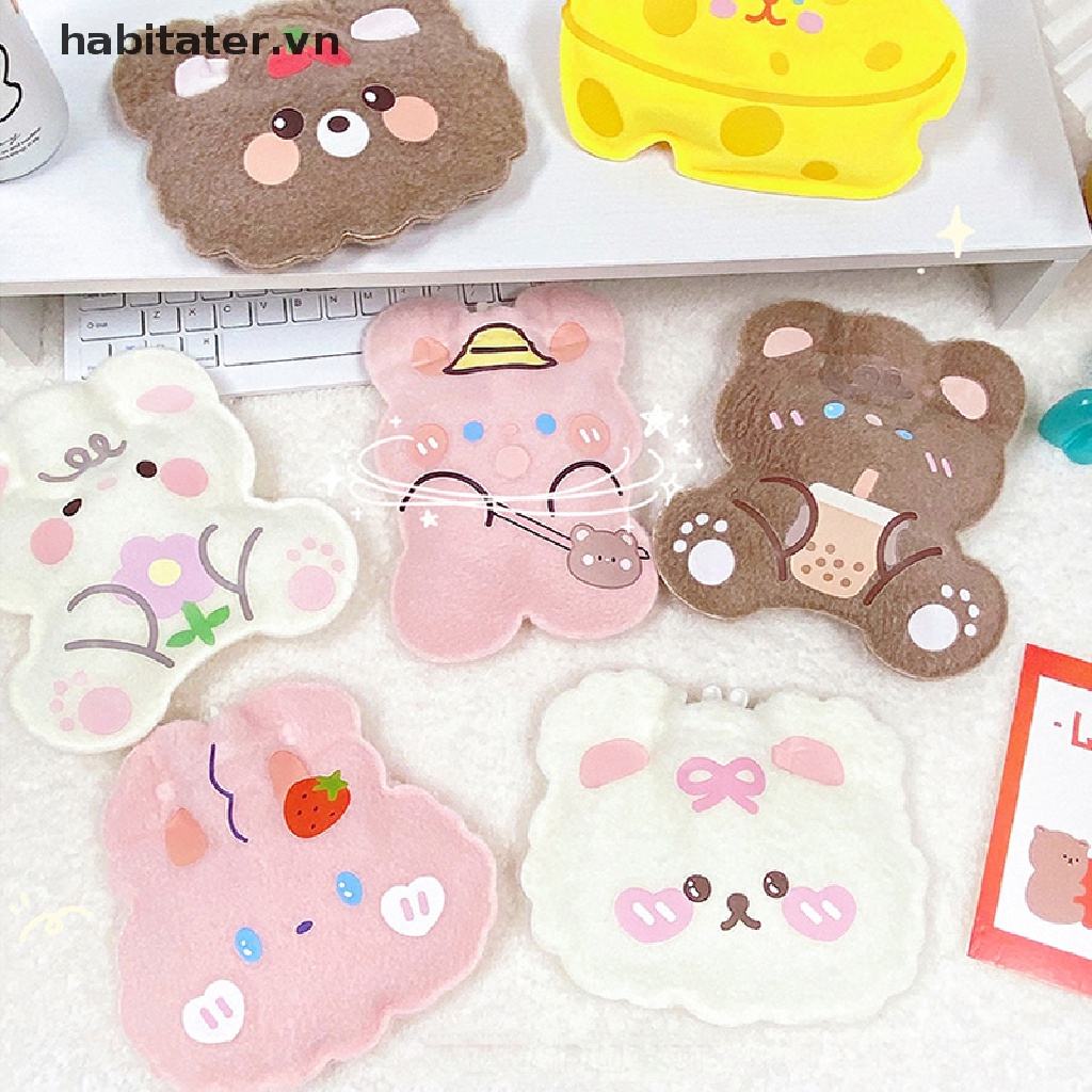 Bình Nước Giữ Ấm Tay Phủ Bông Chống Nổ Họa Tiết Hoạt Hình Đáng Yêu