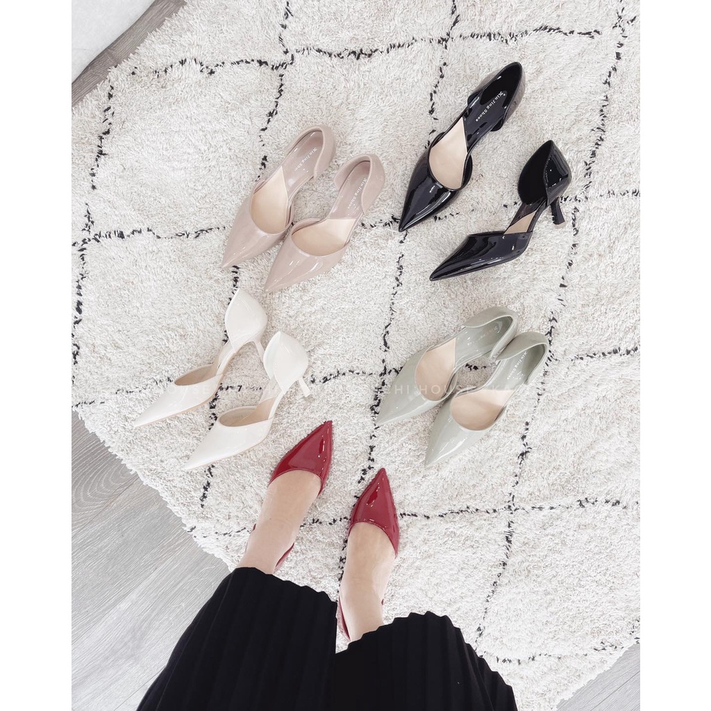 Cao gót da bóng khoét eo 5cm