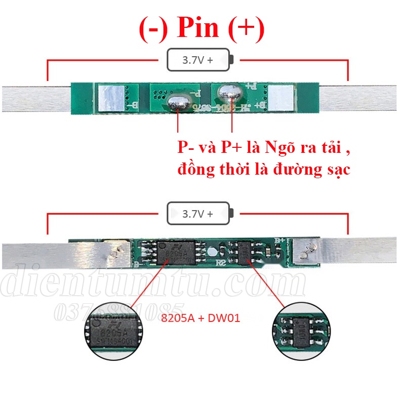 Mạch Sạc và Bảo Vệ Pin 1S 3.7V 2A - 9A dùng cho Pin Lithium - Li-ion - 18650
