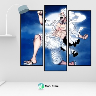 Bộ 3 Tranh Luffy Gear 5 Treo Tường Có Khung Composite