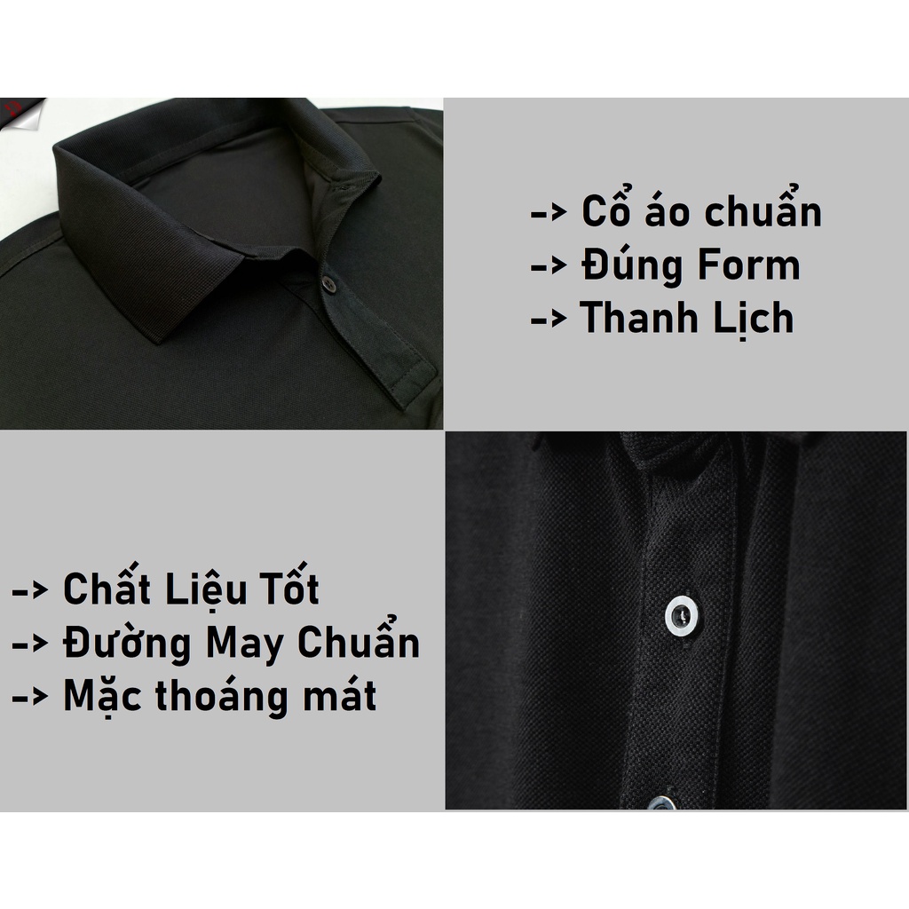 Áo Polo Nam Đen áo thun có cổ Polo phong cách lịch lãm Phông nam cổ trụ in 3D sắc nét chất vải thoáng mát -B&W POLO53