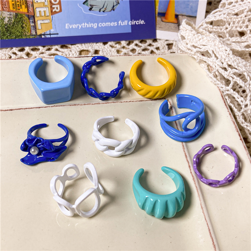 IF ME  Nhẫn Nhựa Resin Nhiều Màu Tùy Chọn Có Thể Điều Chỉnh Kích Cỡ