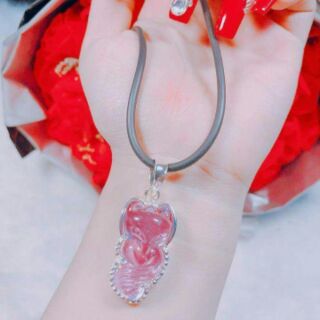 Vòng cổ dây da+ mặt Bạc Hồ Ly