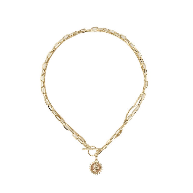 Dây chuyền hai lớp phong cách retro đơn giản cổ điển 19802