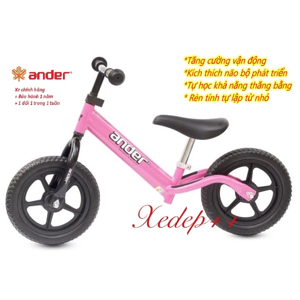 [ Chính hãng ] Xe thăng bằng Ander basic màu Hồng cho bé Bảo hành 2 năm( flass sale, giảm giá không áp dụng quà tặng)