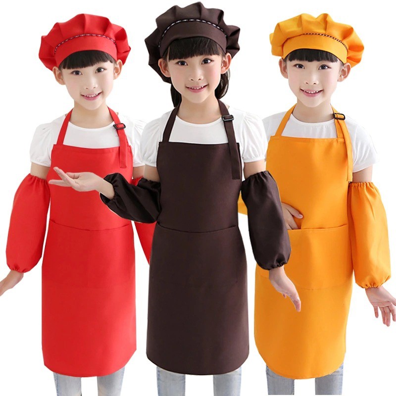 Set tạp dề + tay áo + nón đầu bếp cho bé học nấu ăn