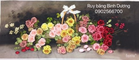 Tranh thêu ruy băng 125x60cm
