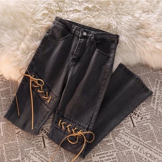 Quần jean ống loe nữ xẻ gấu cạp cao tôn dáng màu đen - Quần ống loe lưng cao xẻ tà ống vẩy legging nữ