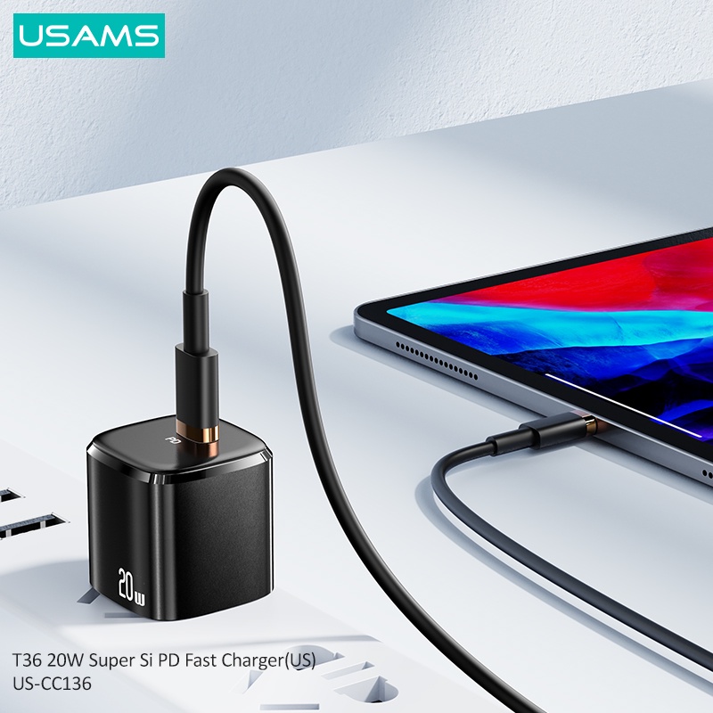 Usams Bộ Sạc Nhanh Mini PD 20W Phích Cắm EU Tiện Dụng
