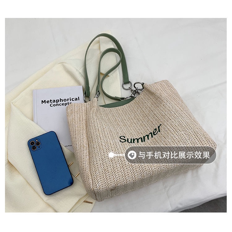 Túi tote Đan Rơm Đeo Vai Sức Chứa Lớn 2022 Thời Trang Mùa Hè Cho Nữ