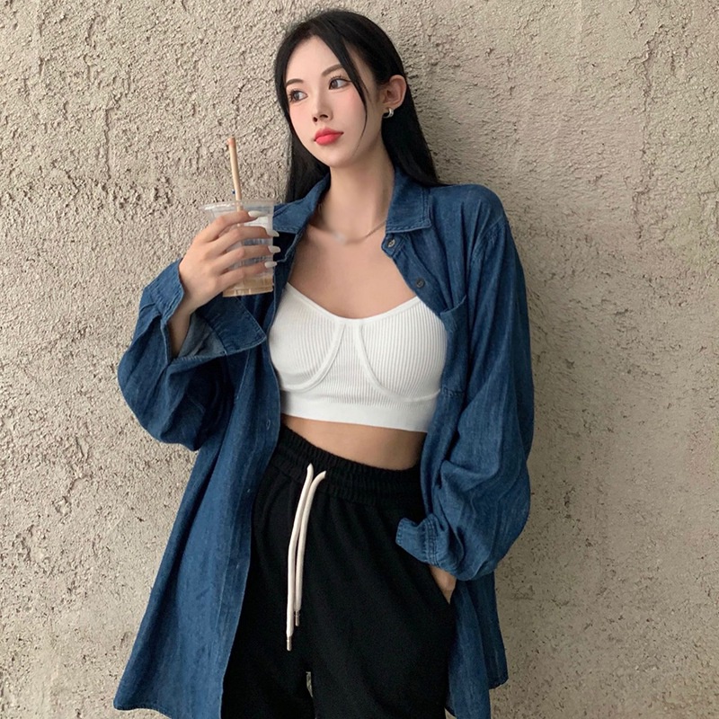 Áo croptop hai dây có mút đệm màu sắc đơn giản quyến rũ cho nữ