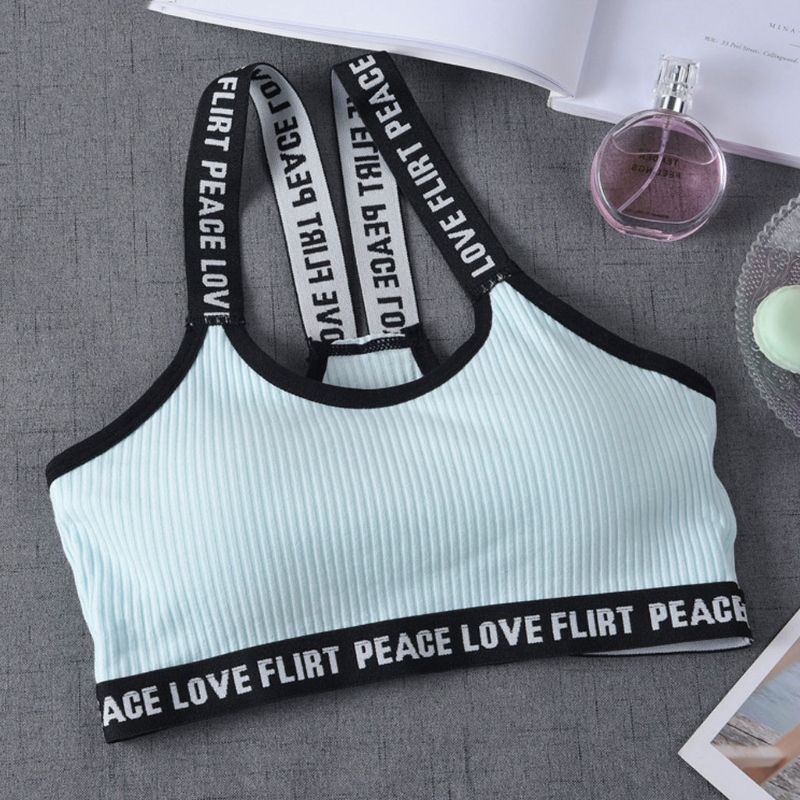 Haha Áo Ngực Thể Thao Cotton Dây Đeo Vai In Chữ Dành Cho Nữ Tuổi Teen