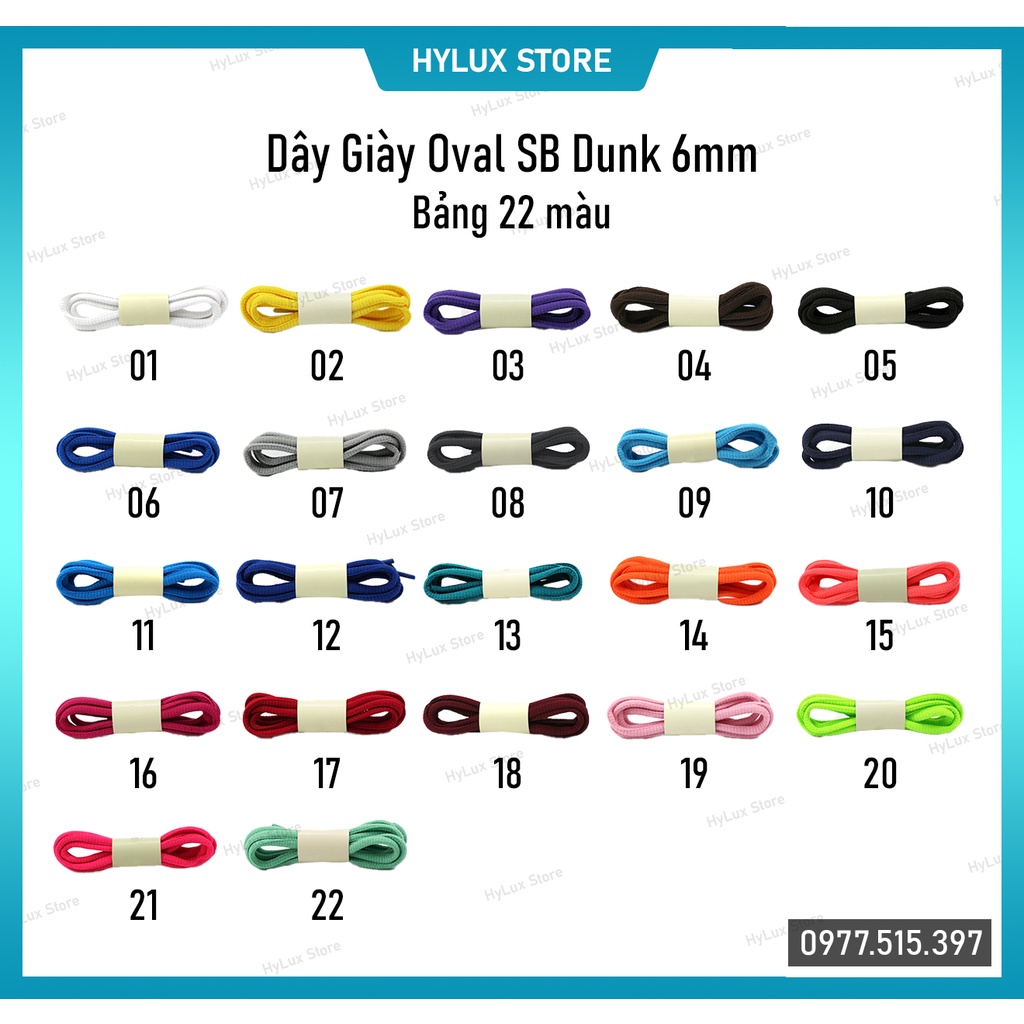 [Oval 22 màu/120cm] Dây giày oval bản 6mm dài 120cm cao cấp- Dây giày thể thao