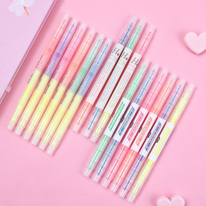 Set 3/6 bút highlight đánh dấu 2 đầu, bút nhớ Pastel nhiều màu HI02