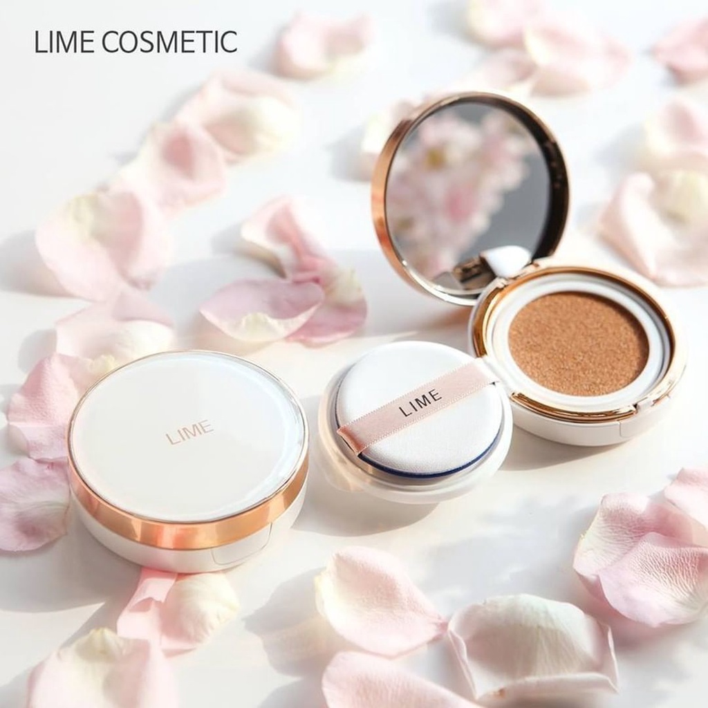 Phấn Nước Lime Che Phủ Mỏng Mịn Real Cover Pink Cushion Vỏ Trắng 20g - Khongcoson