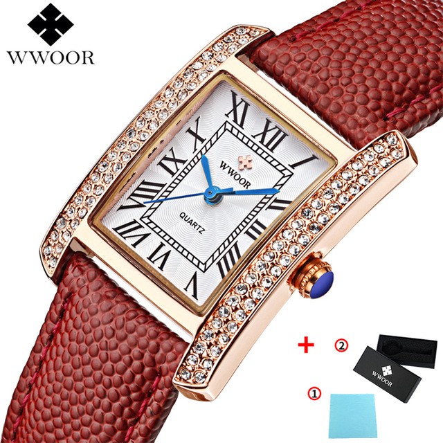 Đồng hồ đeo tay cao cấp WWOOR 8806 chính hãng bằng inox với dây da hợp thời trang