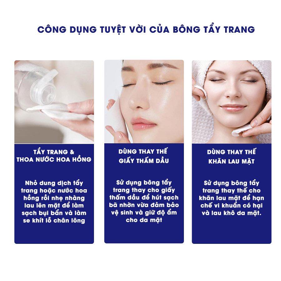 Bông tẩy trang Likado khổ lớn 6cm*8cm