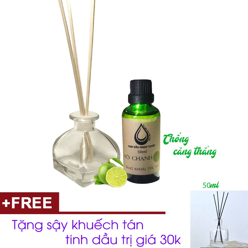 Combo tinh dầu vỏ chanh 50ml CỘNG lọ sậy khuếch tán Ngọc Tuyết TẶNG sậy khuếch tán tinh dầu