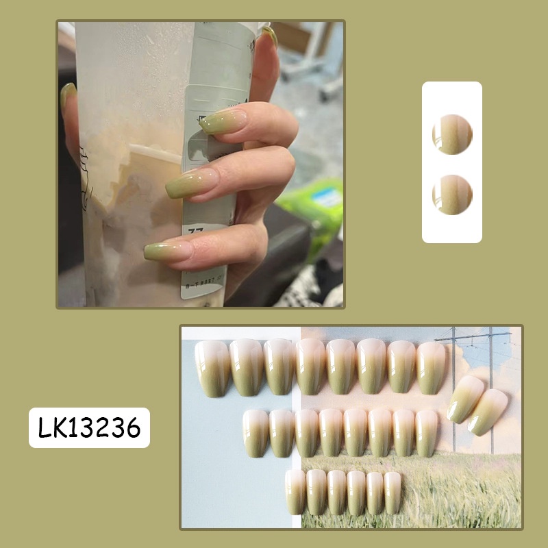 Hộp 24 Móng Tay Giả Màu Xanh Matcha Thời Trang LK13236