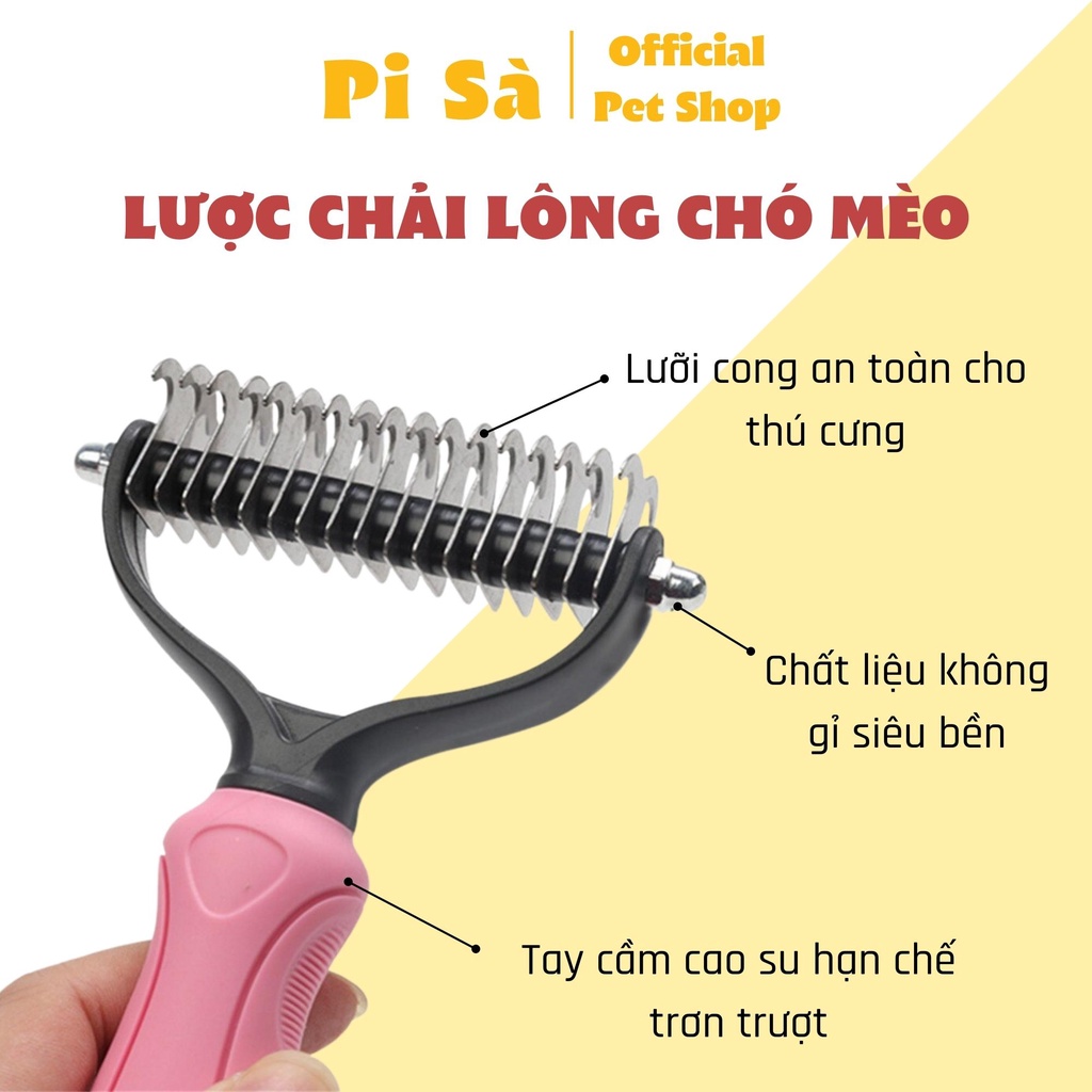 Lược chải lông chó mèo cao cấp chuyên gỡ lông rối chải lông rụng 2 chiều | Dụng cụ vệ sinh và làm đẹp cho thú cưng