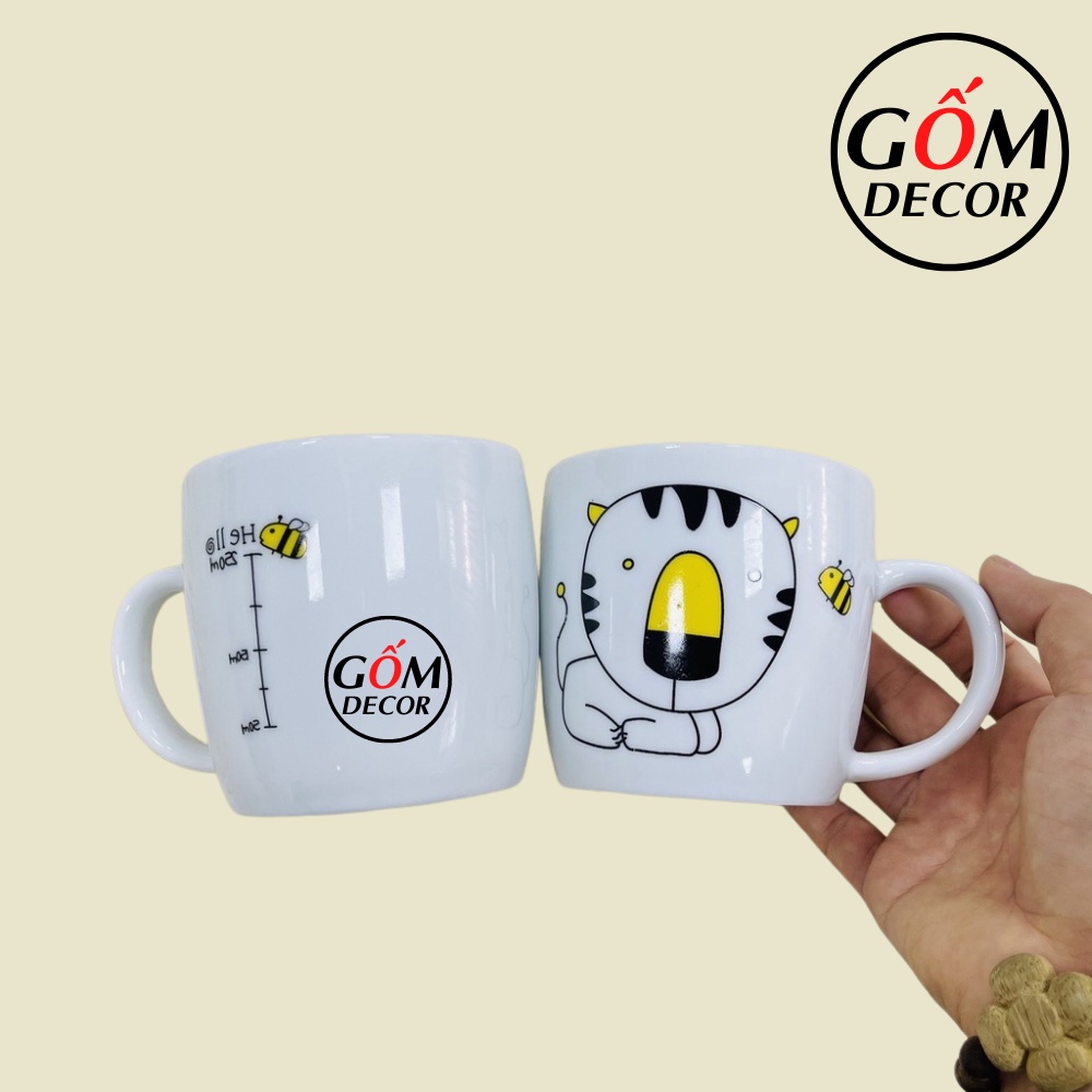 Cốc uống nước cute 12 con giáp may mắn, có quai phong thủy hộ mệnh dung tích 300ml