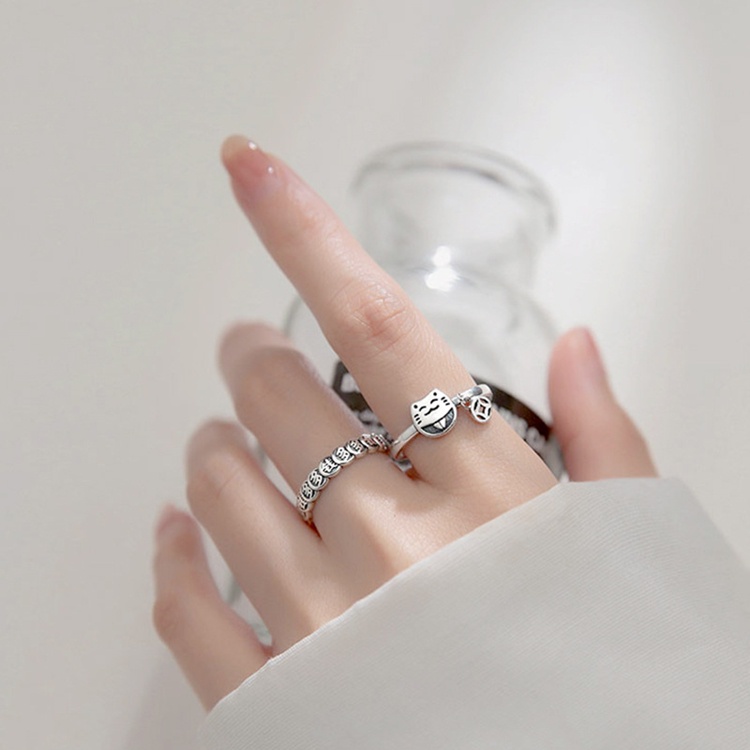 Bộ nhẫn nữ bạc Thái S925 mang may mắn và tài lộc - N97