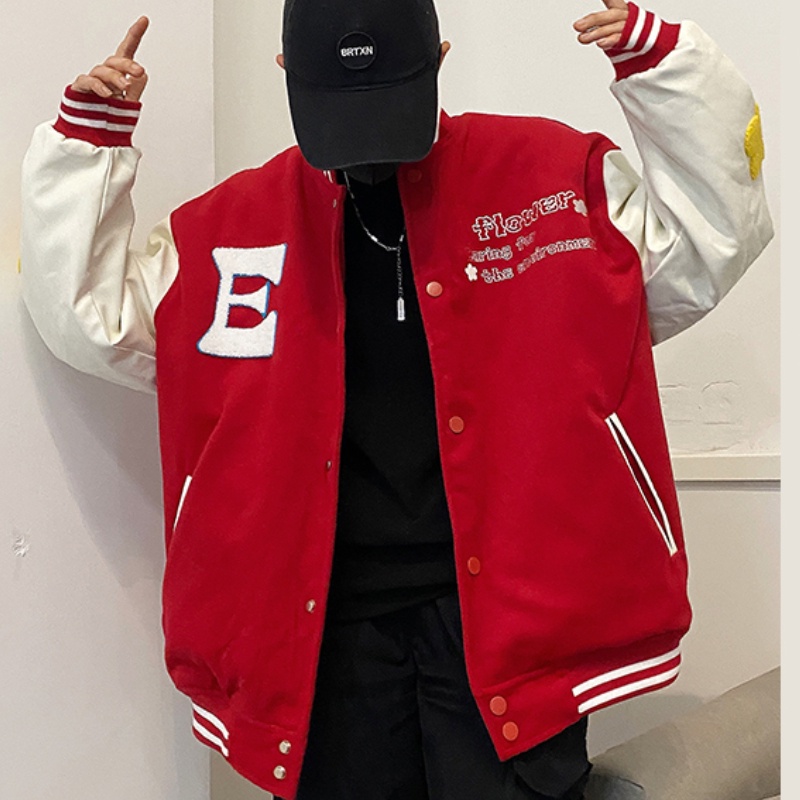 Áo Khoác Bóng Chày Thêu Chữ Phong Cách Retro Mới