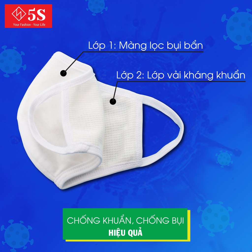 Combo 3 Chiếc Khẩu Trang Vải Cotton 2 Lớp 5S Chính Hãng, Có Kiểm Định (Sản Phẩm Không Lợi Nhuận- Bình Ổn Giá) | BigBuy360 - bigbuy360.vn