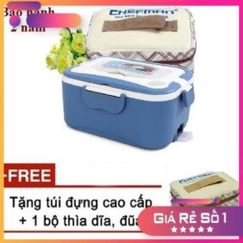 Hộp cơm hâm nóng Chefman CM 113i inox - Hàng chính hãng - Tặng kèm túi đựng hộp cơm