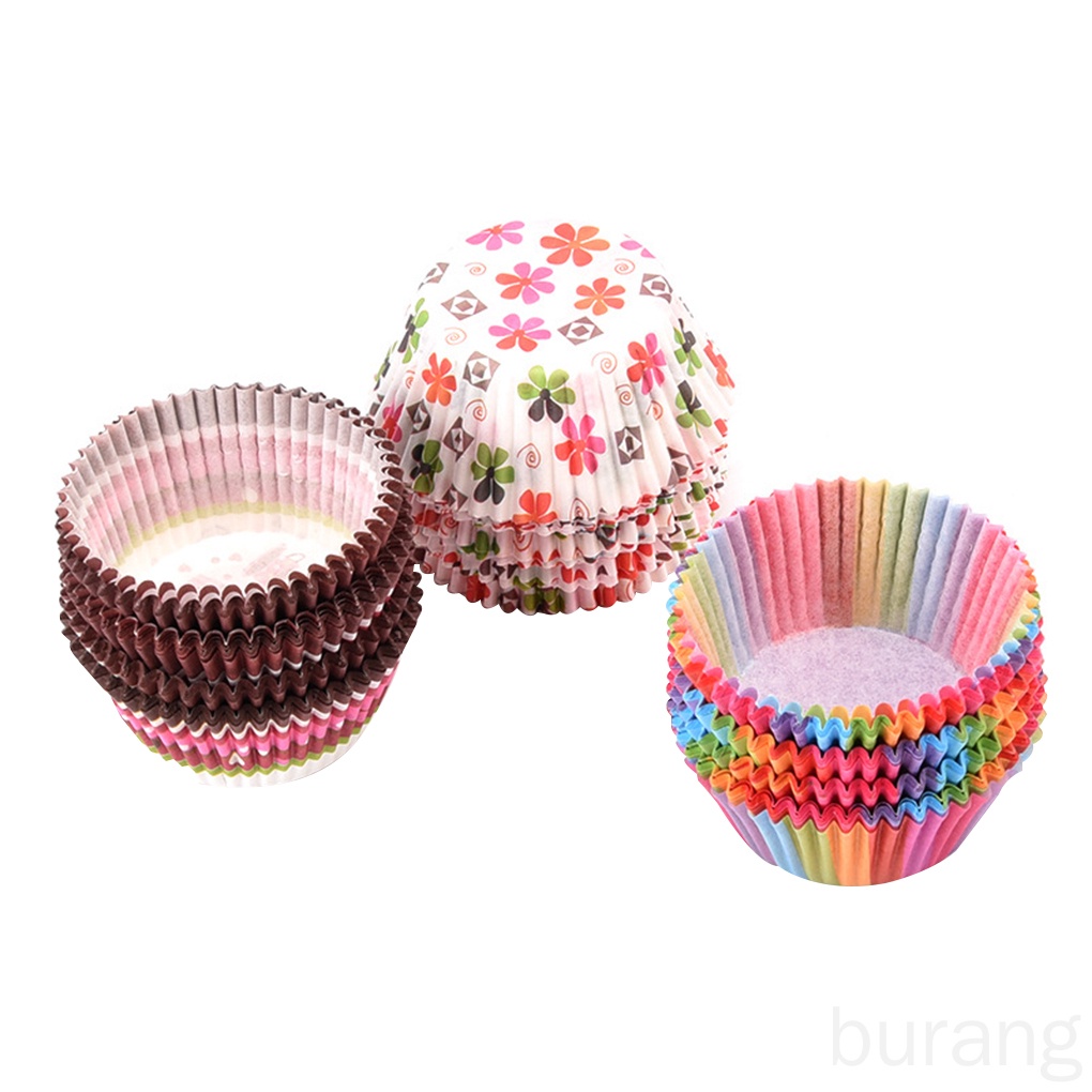 Set 100 Cốc Giấy Làm Bánh Cupcake Chống Dính Chống Dầu Nhiều Màu Sắc