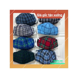[MÃ SPE37793 hoàn 10k XU đơn 50k] Khẩu trang vải kẻ 3 lớp trẻ em, người lớn chống bụi chống nắng #onhacoShopee