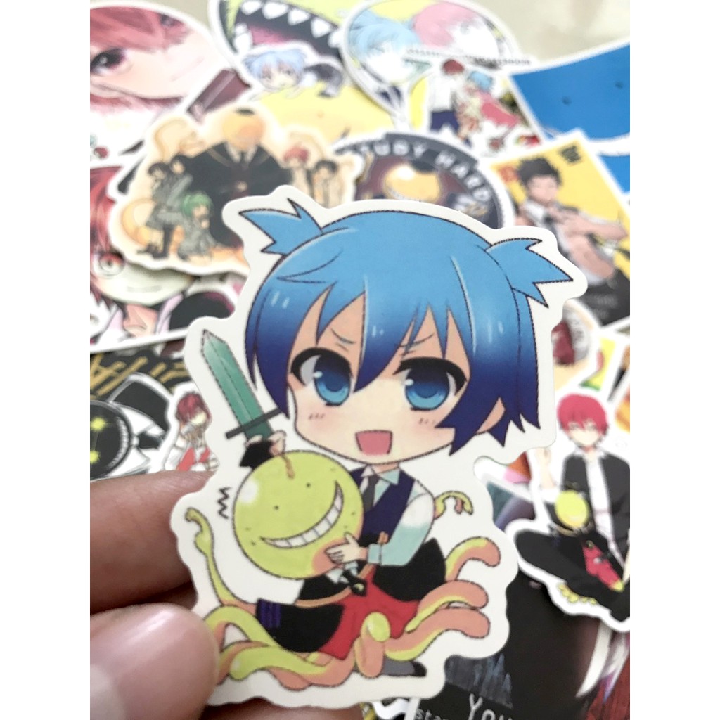 Miếng dán Sticker anime Ansatsu Kyoushitsu (Lớp học ám sát) trọn bộ 50 hình - In rõ ràng sắc nét khó tróc