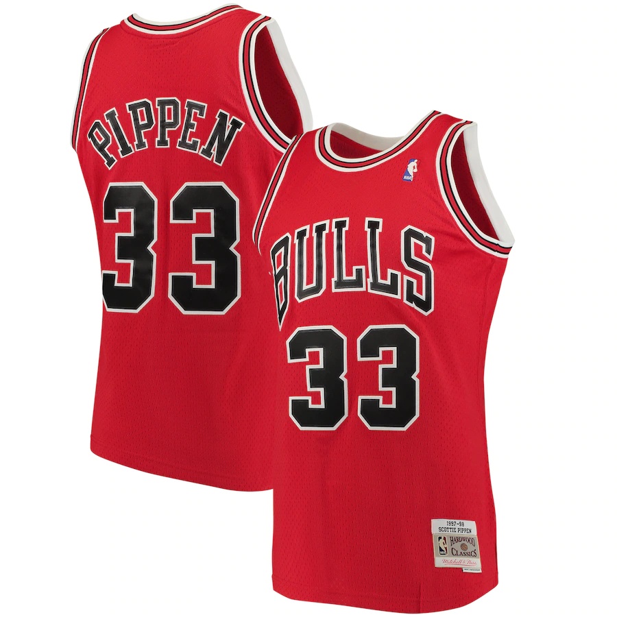 Áo Thun Bóng Rổ Đội Bull 33 Scottie Pippen Màu Trắng Đen Đỏ Cho Nam *