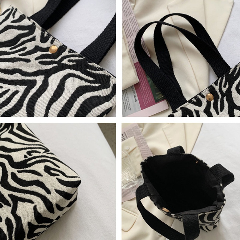Youyo Túi Xách Đeo Vai Bằng Vải Canvas Họa Tiết Ngựa Vằn / Da Báo Thời Trang Thường Ngày Cho Nữ