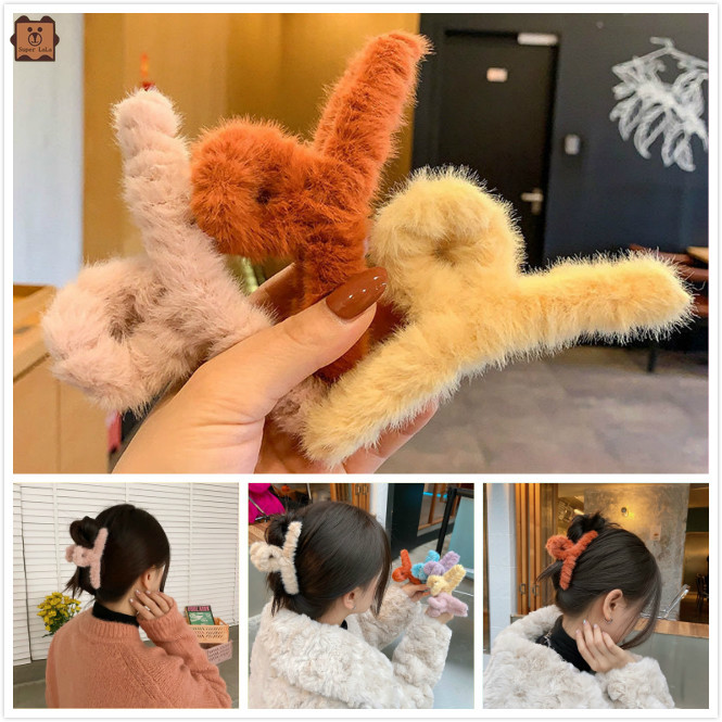 Kẹp Tóc Nữ Xinh Xắn Đính Lông Thỏ