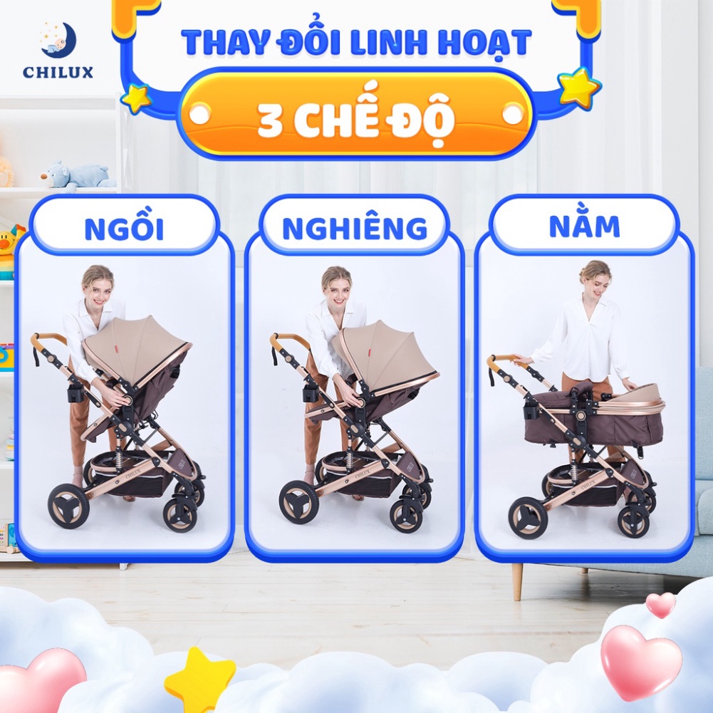 [Nhung bebu] Xe đẩy cho bé Chilux V1.6 - 9 tính năng tiện dụng cho mẹ  và bé - có thể gấp gọn